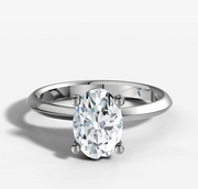 Knife Edge Solitaire Engagement Ring with Oval Cut Diamond