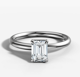 Signature Solitaire Engagement Ring with Emerald Cut Diamond