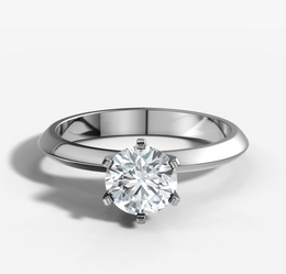 Knife Edge Solitaire Engagement Ring with Round Brilliant Cut Diamond