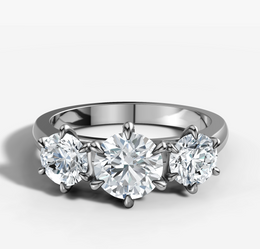 Three Stone Engagement Ring with Round Brilliant Cut Diamonds