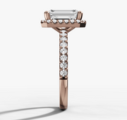 Signature Halo Diamond Engagement Ring with Emerald Cut Diamond