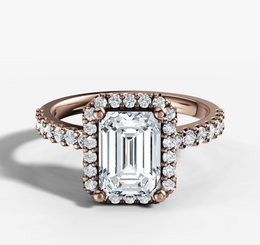 Signature Halo Diamond Engagement Ring with Emerald Cut Diamond