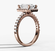 Signature Halo Diamond Engagement Ring with Emerald Cut Diamond