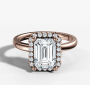 Petite Halo Emerald Diamond Ring | Jewelverra