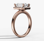Petite Halo Emerald Diamond Ring | Jewelverra