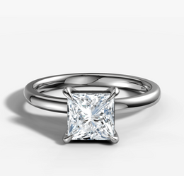 Hidden Halo Signature Solitaire Engagement Ring with Princess Cut Diamond