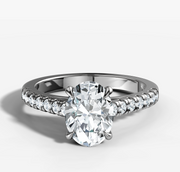 Cathedral French Pave Oval Diamond Ring | Jewelverra