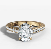 Cathedral French Pave Oval Diamond Ring | Jewelverra