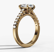 Cathedral French Pave Oval Diamond Ring | Jewelverra