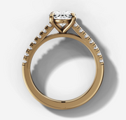 Cathedral French Pave Oval Diamond Ring | Jewelverra