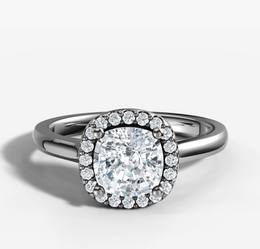 Petite Halo Cushion Diamond Ring | Jewelverra