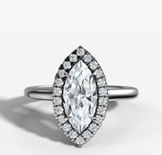 Petite Halo Marquise Diamond Ring | Jewelverra