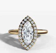 Petite Halo Marquise Diamond Ring | Jewelverra