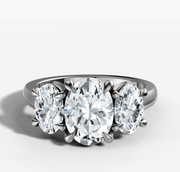 Three Stone Oval Diamond Ring | Jewelverra