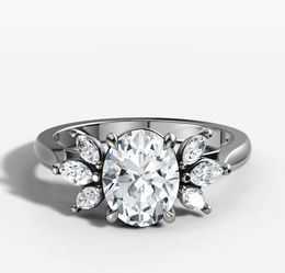 Sunshine Marqusie Accents Engagement Ring with Oval Cut Diamond
