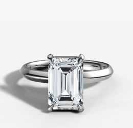 Knife Edge Solitaire Engagement Ring with Emerald Cut Diamond