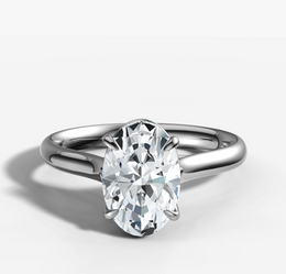 Cathedral Solitaire Engagement Ring with Oval Cut Diamond