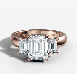 Three Stone Engagement Ring with Emerald Cut Diamonds