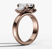Three Stone Engagement Ring with Emerald Cut Diamonds