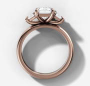 Three Stone Engagement Ring with Emerald Cut Diamonds