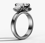 Three Stone Engagement Ring with Emerald Cut Diamonds