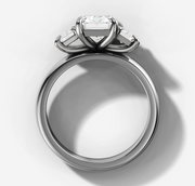 Three Stone Engagement Ring with Emerald Cut Diamonds
