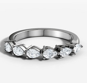 Shared Prong Band With 0.10ct Pear Cut Diamonds Set East West
