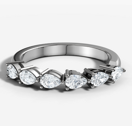 Shared Prong Band With 0.10ct Pear Cut Diamonds Set East West