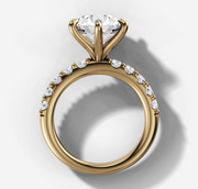 Shared Prong Diamond Engagement Ring with Round Brilliant Cut Diamond