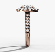 French Pave Halo Round Diamond Ring | Jewelverra