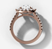 French Pave Halo Round Diamond Ring | Jewelverra