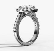 French Pave Halo Round Diamond Ring | Jewelverra