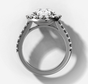 French Pave Halo Round Diamond Ring | Jewelverra