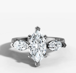 Three Stone Engagement Ring with Marquise Cut Diamonds