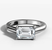 East West Emerald Diamond Ring | Jewelverra