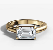 East West Emerald Diamond Ring | Jewelverra