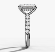 Shared Prong Diamond Engagement Ring with Radiant Cut Diamond