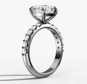 Shared Prong Diamond Engagement Ring with Cushion Cut Diamond
