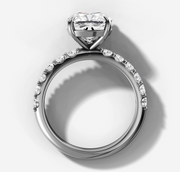 Shared Prong Diamond Engagement Ring with Cushion Cut Diamond