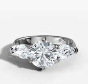Pear Trilogy Round Diamond Ring | Jewelverra