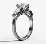 Pear Trilogy Round Diamond Ring | Jewelverra