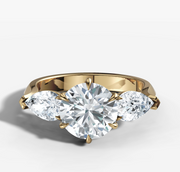 Pear Trilogy Round Diamond Ring | Jewelverra