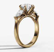 Pear Trilogy Round Diamond Ring | Jewelverra