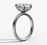 Hidden Halo Oval Solitaire Ring | Jewelverra