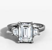 Trapezoid Trilogy Emerald Diamond Ring | Jewelverra