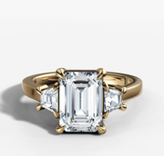 Trapezoid Trilogy Emerald Diamond Ring | Jewelverra