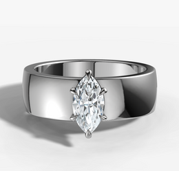 Solid Signature Solitaire Engagement Ring with Marquise Cut Diamond