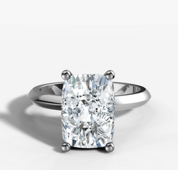 Knife Edge Solitaire Engagement Ring with Cushion Cut Diamond