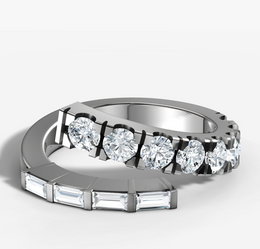 Baguette and Round Brilliant Cut Diamond Wrapped Band
