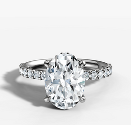 2.09ct Oval Platinum Diamond Band with Hidden Halo Engagement Ring
